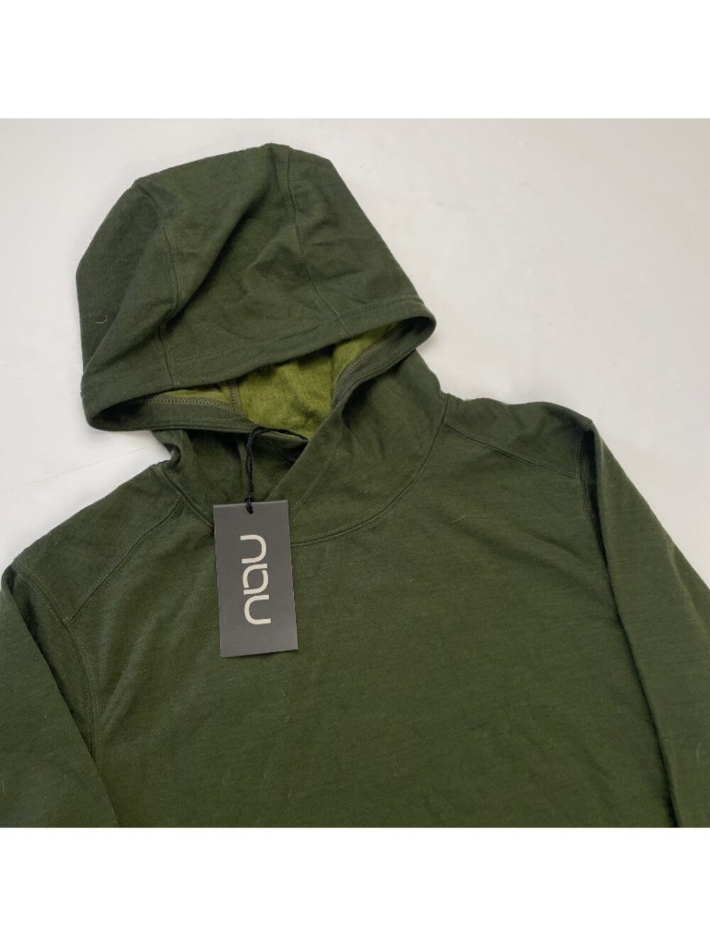 NAU Randygoat Lite Hoody Men’s M Green Heather Poly Wool Blend Active